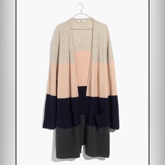 Madewell Sweaters - Madewell Kent Striped Merino Wool Blend Cardigan Sweater Coziest Yarn Size S